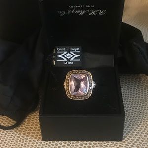 LeVian Ring Rose Gold Choc White Diamonds Amethyst